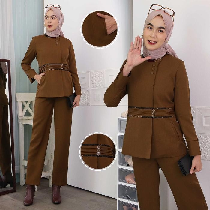 DISKON Seragam PNS Wanita Jas Pemda Wanita PDH Guru Set Celana - 7007 PA READY STOCK