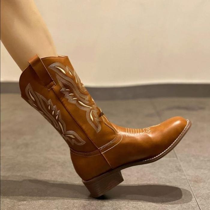 Women'S Western Cowboy Boots, Knight Boots, Ins, Fashion, Martin Boots, Chelsea Boots, Sepatu Kulit
