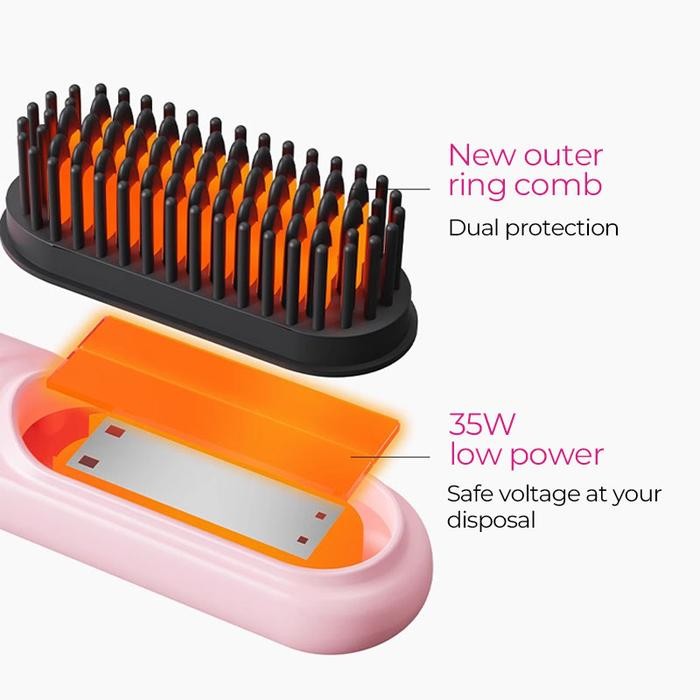 Vanda's Choice STYPRO Hair Straightener Brush - Sisir Catokan Pelurus Rambut Multifungsi Dengan 4
