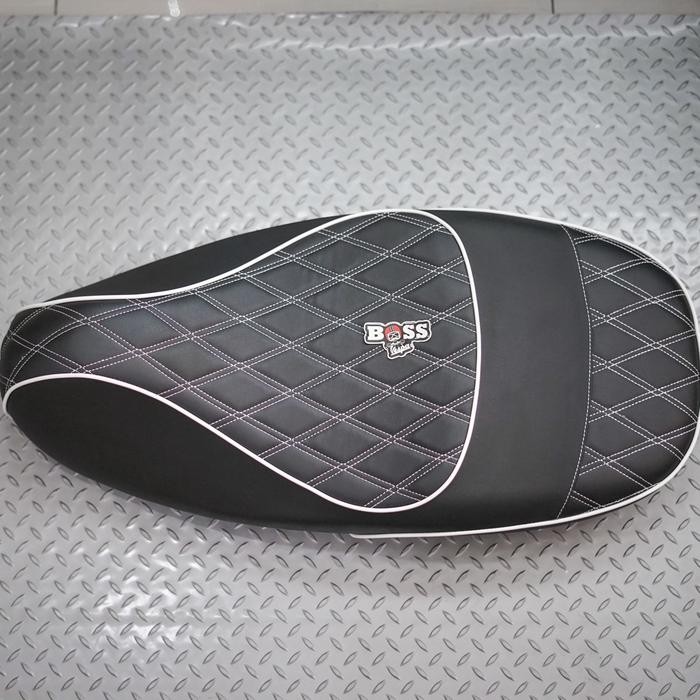 Jok Double Seat Black List White Vespa Sprint Primavera