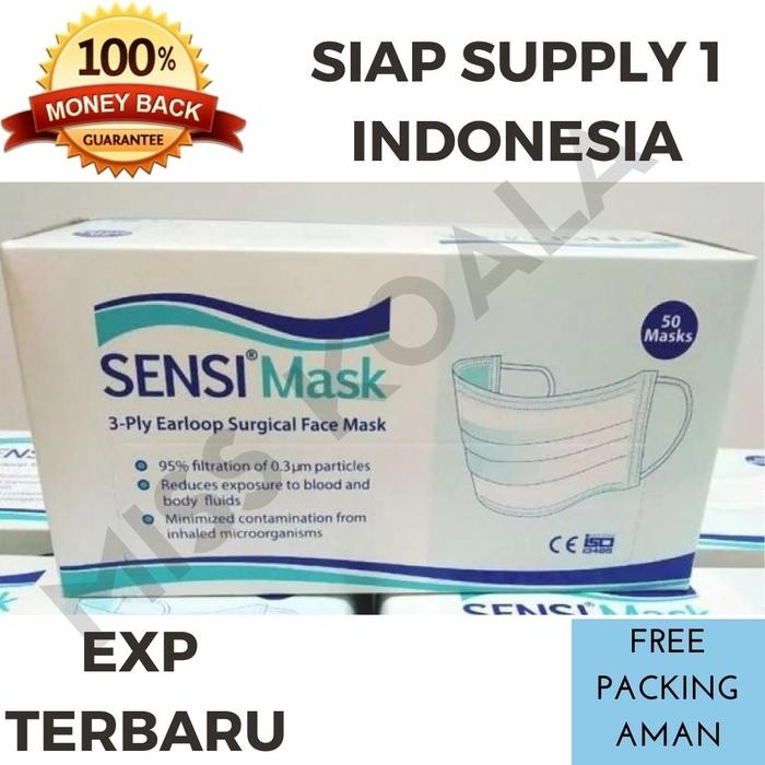 KJB SENSI MASK MASKER SENSI 3 PLY EARLOOP SURGICAL SENSI ISI 50 PCS