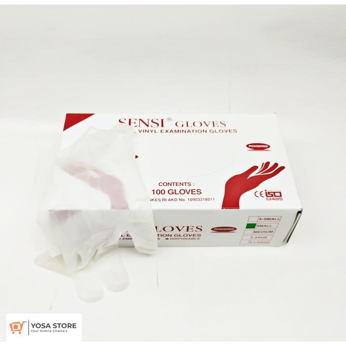 KJB SENSI GLOVES Size S Vinyl Handscoon Powedered Isi 100's