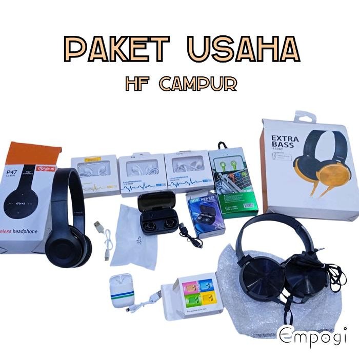 [DAPAT 1 PAKET] HEADSET KABEL - HEADPHONE BANDO KABEL DAN BLUETOOTH SUPERBASS TWS PAKET USAHA MIKRO