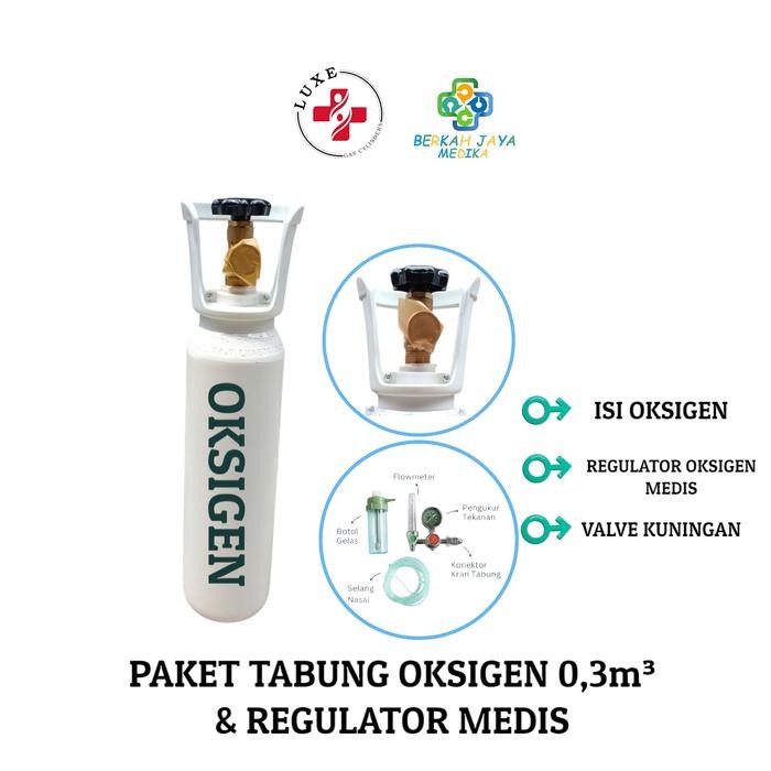 Ready Tabung Oksigen Medis 1/4 Kubik Tabung + Regulator Medis - Tabung Mini