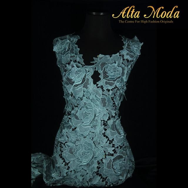 Sale Alta Moda Brokat Mawar 3D Renda Mint