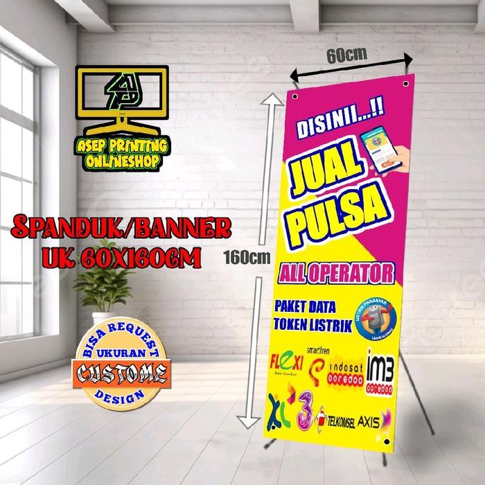 SIAPKIRIM Print Spanduk Banner 60x160cm Jual Pulsa Opr Custome READY STOCK