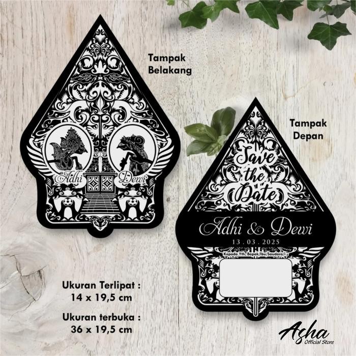 (50 Pcs) Undangan Nikah Gunungan Wayang - Undangan Pernikahan Custom Gunungan Wayang