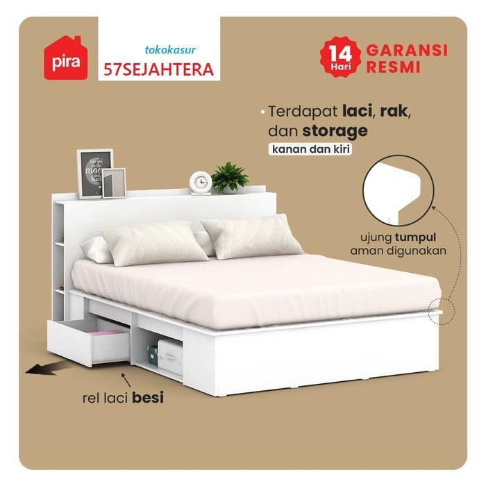 Tempat Tidur - Divan dengan Laci dan Rak MORGAN BD 160 Pira Bavarian - Putih