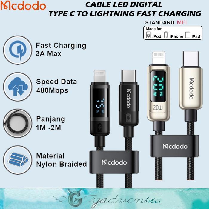 MCDODO Kabel Charger For 12 13 14 Pro Max LED Display 20W-36W - CA-1030 1.2M