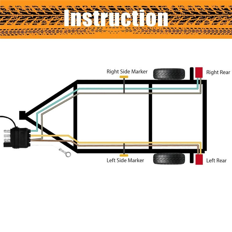 NEW-22FT 4 PIN 5 WIRE TRAILER WIRING HARNESS,TRAILER LIGHT KIT 5 WIRE 4 PIN HARNESS TRAILER