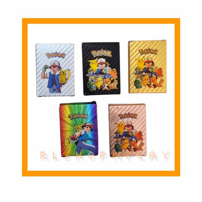 Kartu Pokemon Box 55 pc Pikachu Charizard Cards Emas Silver Rainbow