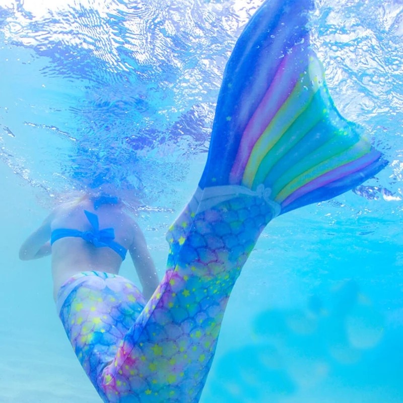 Women Girls Mermaid Tails Cosplay Bathing Suit Beach Swimmable Mermaid Costume (No Monofin) Swimwear