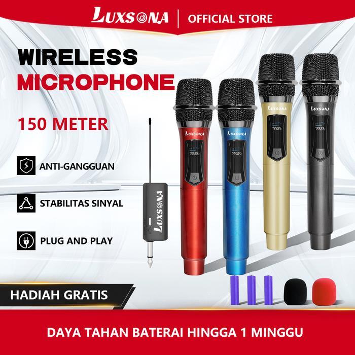 Luxsona Mikrofon Nirkabel/Mikrofon Karaoke Ganda/Mikrofon Karaoke Profesional Asli Murah/Mikrofon