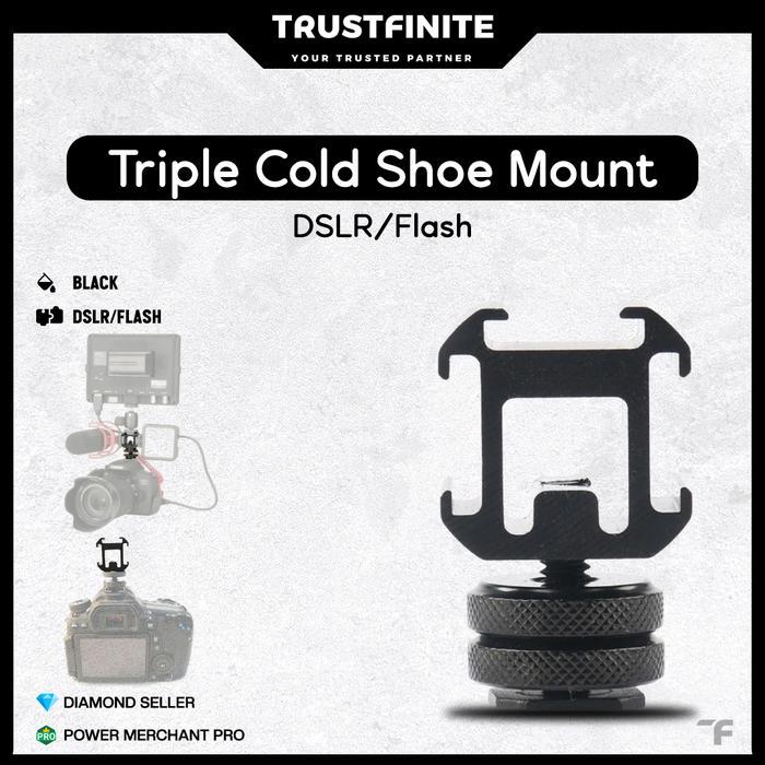 TRIPLE COLD SHOE MOUNT ADAPTER FOR DSLR CAMERA FLASH LIGHT MIC