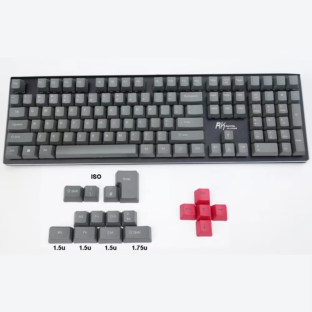 OEM Black Darkgray Gray PBT Keycaps Top Side Print Blank for Cherry MX Switches on Mechanical
