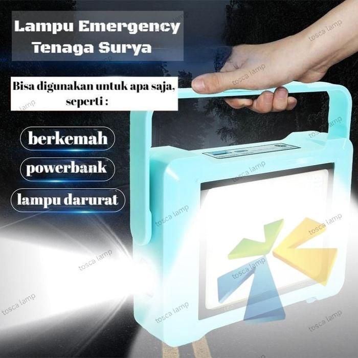 Lampu Darurat Tenaga Surya 3 In 1 Lampu Emergency Lampu Powerbank Saklar Senter