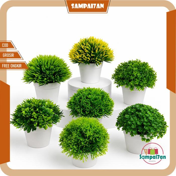 new Sampai7an Bonsai Mini Tanaman Hias Plastik Pot Bunga Lucu Bonsai Minimalis Hiasan Meja