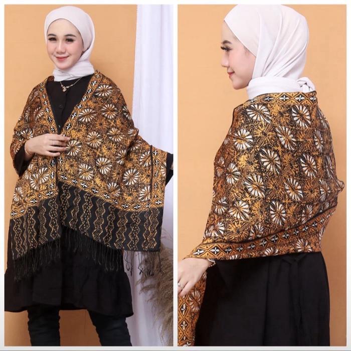 SCRAFT SYAL BATIK SUTRA VISCOS SOGAN COKLAT SYAL WINTER GIFT SCRAFT BATIK ETHNIC MOTIF BATIK JOGJA