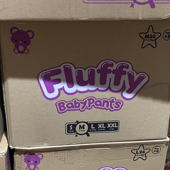 FLUFFY PANTS S40 / M30 / L26 (1 KARTON ISI 6 BALL) POPOK BAYI CELANA TERLARISBEST QUALITYBEST SELLER