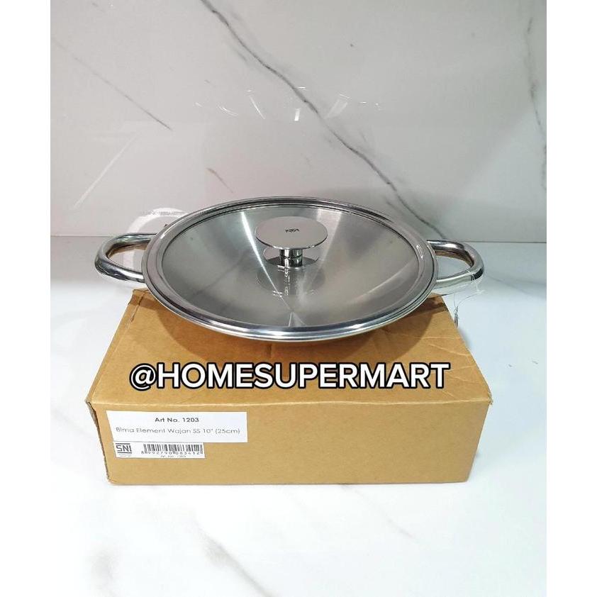 WAJAN BIMA ELEMENT WAJAN STAINLESS WOK KUALI 25CM, SUS 304 1203