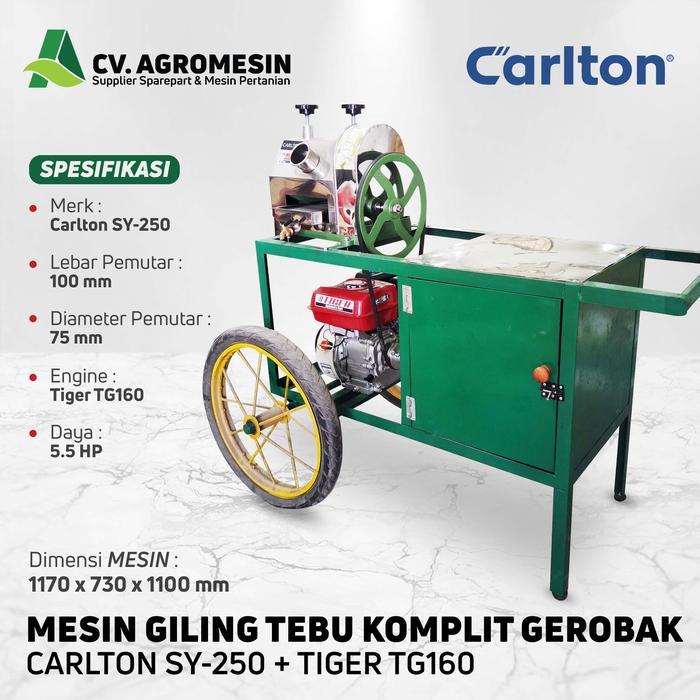 MESIN PERAS TEBU CARLTON SY-250 LENGKAP MESIN PENGGERAK 5.5 HP DAN GEROBAK SIAP PAKAI PROMO TERMURAH