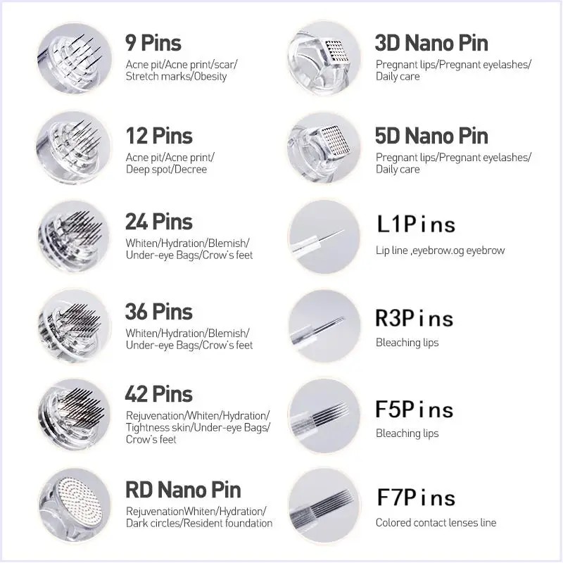 Derma Pen Needle Cartridg Microneedling Nano 9 12 24 36 42 Pin Dr Pen N2 M5 M7 E30 Machine Bayonet