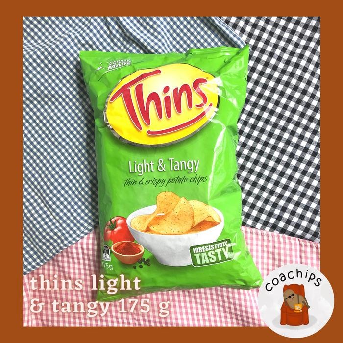 

THINS LIGHT & TANGY POTATO CHIPS AUSTRALIA 175G SNACK IMPORT