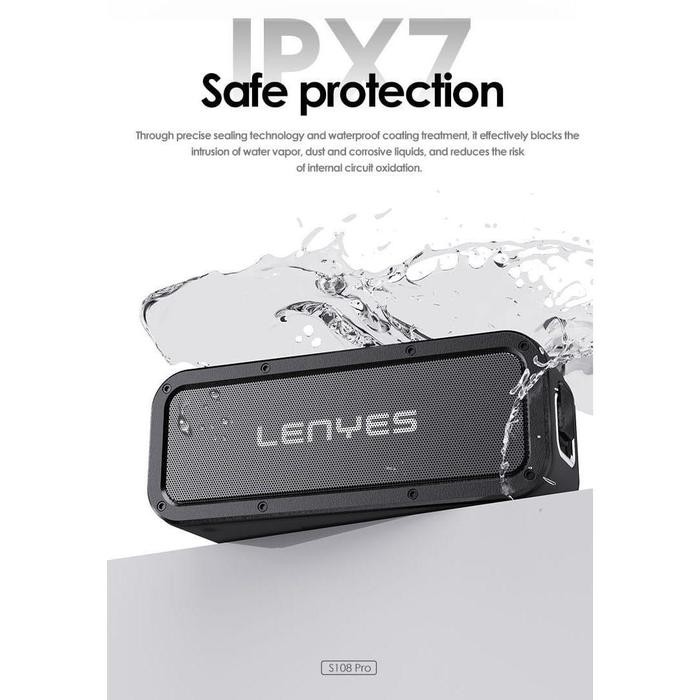 LENYES SPEAKER BLUETOOTH TWS V5.3 WATERPROOF IPX7 40WATT HIFI STEREO Bass Equalizer S108 PRO