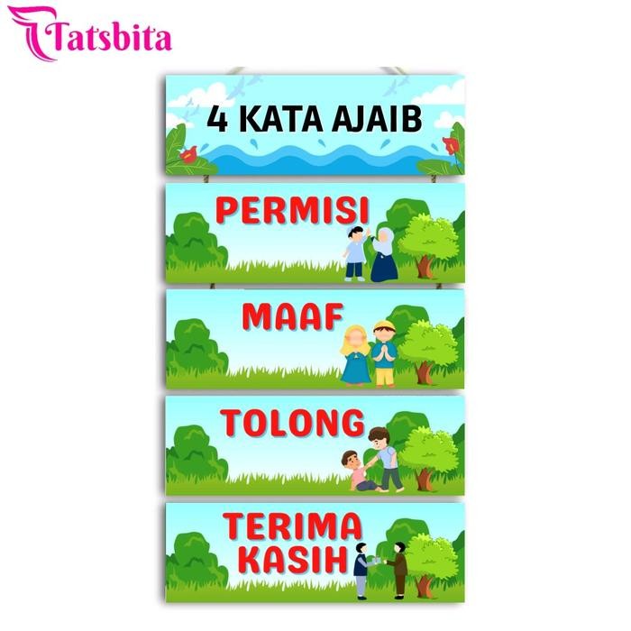 TATSBITA Pajangan Hiasan Dinding Dekorasi Wall Decor 4 Kata Ajaib Susun 5 Tngkat