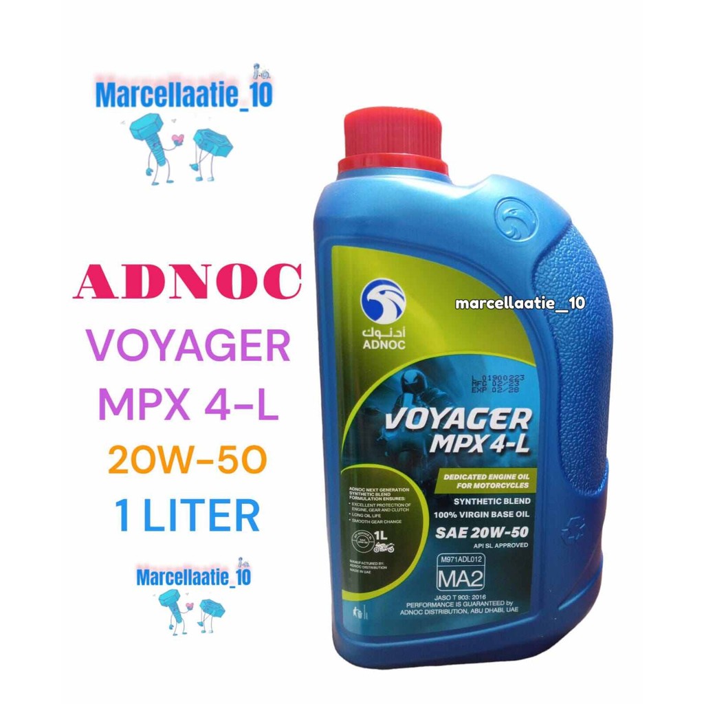 OLI ADNOC VOYAGER MPX 4L 20W 50 1 LITER OLI MOTOR 4T MURAH 1LITER