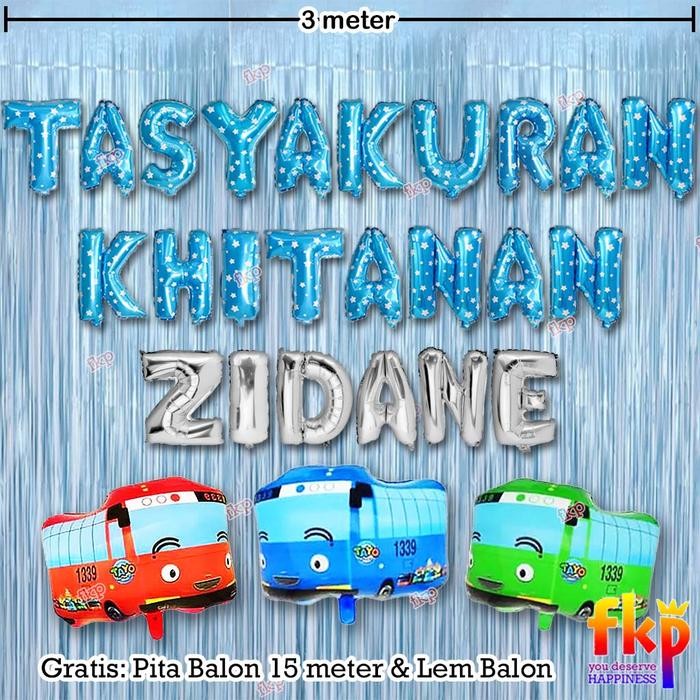 Paket Dekorasi Tasyakuran Khitanan / Sunatan Dekor Balon Tema Tayo