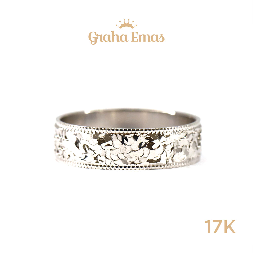 Graha Emas Cincin Emas Putih Bentuk 17K - White Gold Model Ring 17 Carat M1542