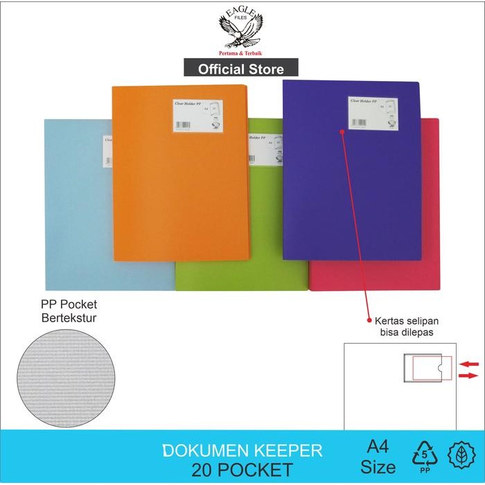 

Dokumen Keeper/Clear Holder/Display Book Warna Neon EAGLE A4 20 PCKT