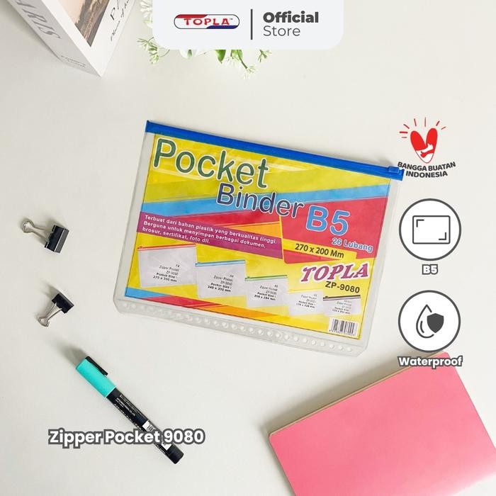 

TOPLA Pocket Binder B5 9080 - Solusi Penyimpanan Ekstra Binder- Merah Plastik Stationery