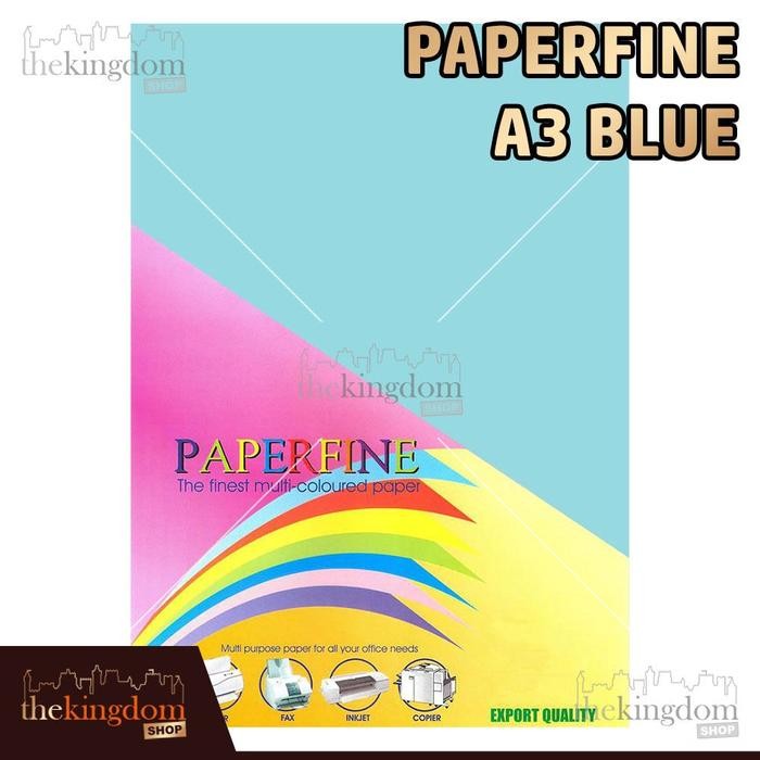 Paperfine Kertas HVS Warna A3 Blue Biru Muda Isi 500 Lembar Kode Warna 180