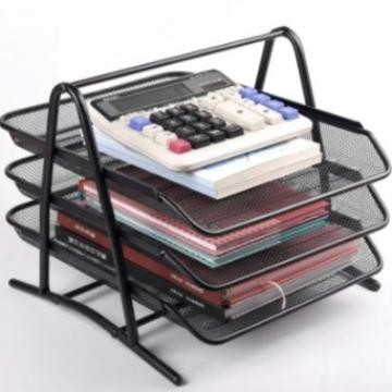 

RAK BUKU BESI KANTOR MEJA TEMPAT DOKUMEN WADAH KERTAS KERANJANG FILE ORGANIZER STATIONERY STAND
