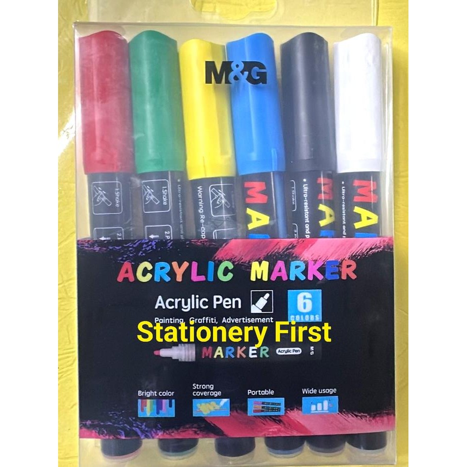 

Hot Sale! M&G Acrylic Marker Set / Paint Markers / Spidol Cat Akrilik Multifungsi Segala Permukaan /