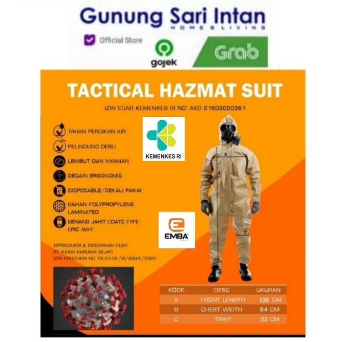 BAJU APD TACTICAL HAZMAT SUIT EMBA KEMENKES
