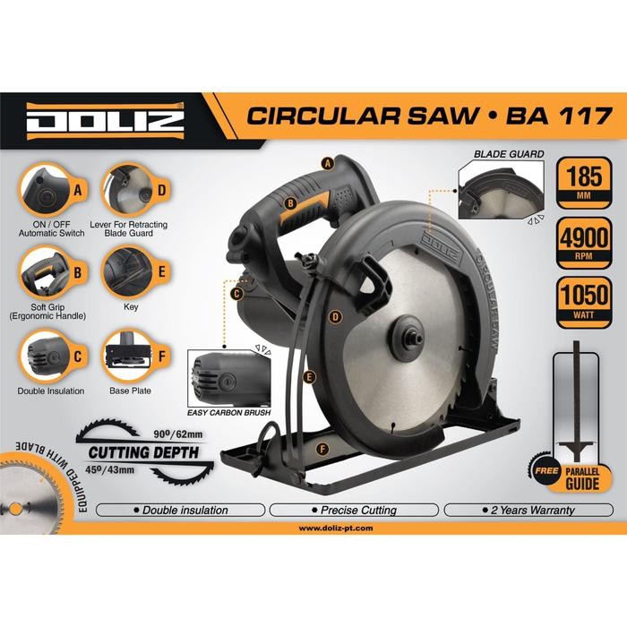 Mesin Potong Kayu 7 Inch Doliz Ba117 Circle Circular Saw Doliz Ba 117