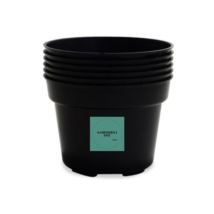 pot bunga tanaman plastik hitam 25cm