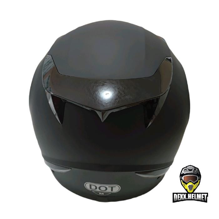 Pilihan- Helm Full Face Kyt R10 Solid Black Doff / Hitam Doff Original Motorcycle Kaca Visor