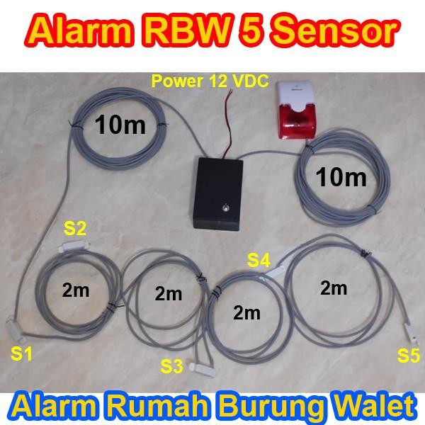 ALARM RBW SARANG RUMAH BURUNG WALET 5 SENSOR CAHAYA SIREN STROBE 12VDC TERMURAH