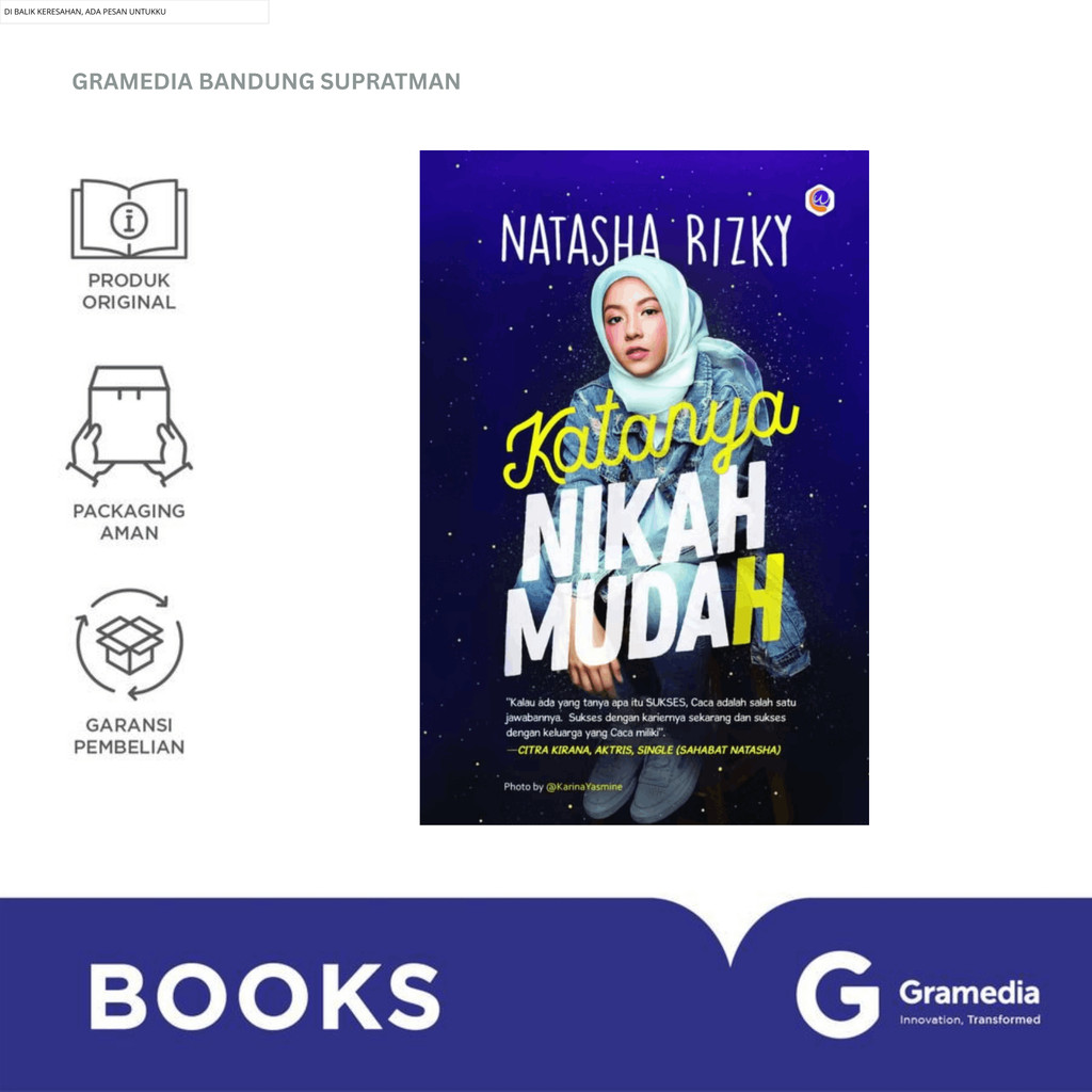 Gramedia Bandung Supratman | KATANYA NIKAH MUDAH | Buku Religion & Spiritual Islam | Buku Original G