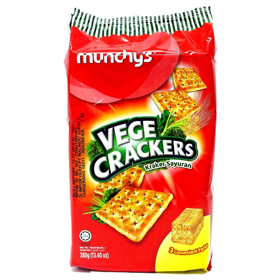 

S68773 MUNCHY`S VEGE CRACKERS BISKUIT 380GR PLASTIK MAJU BERSAMA (20250910)