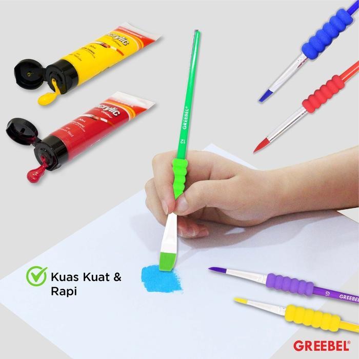 

Bisa Spk! Kuas Lukis Set Brush Greebel Brsh-24-5A Flat Dan Round Paint Brush [1 Set Isi 5]
