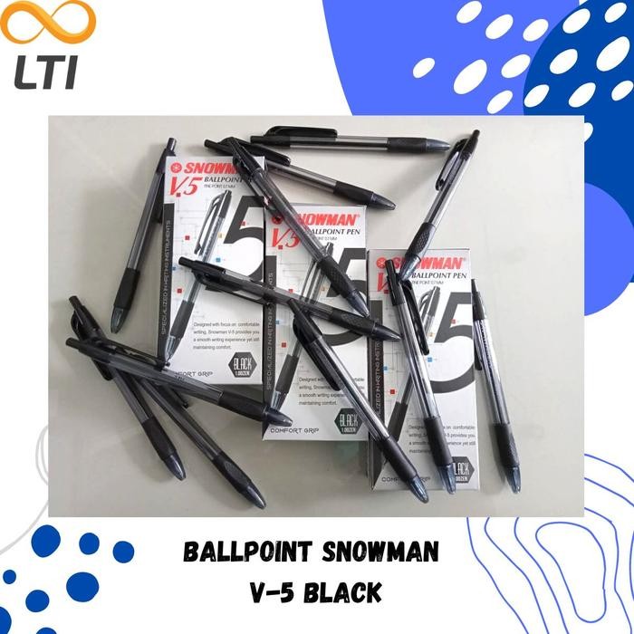 

OJ Ballpoint / Pulpen / Bolpen SNOWMAN V-5 Semi Gel - HITAM Lusin TERMURAH Pena Stationery