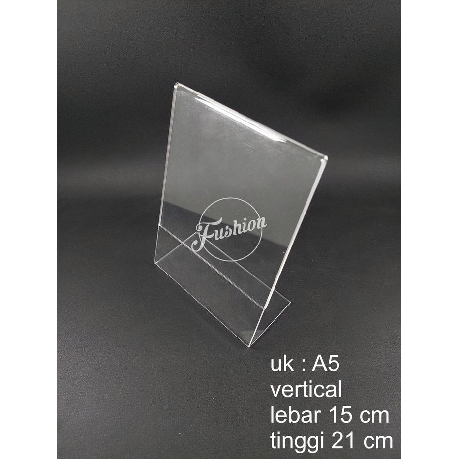 

OJ Akrilik Tempat Brosur A5 / Acrylic Tent Card Holder Stand / Qris Stand / Tempat Kertas A5 model L