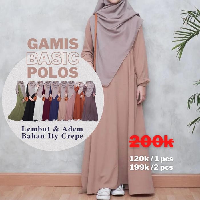 Pilihan- Gamis Polos Terbaru Remaja Hitam Premium Putih Baju Gamis Kondangan