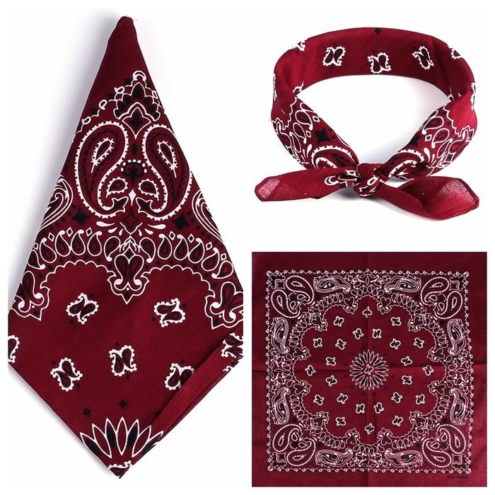 syal Tren hip-hop bersepeda luar ruangan Eropa dan Amerika sapu tangan Katun 55*55CM bug ganda bunga