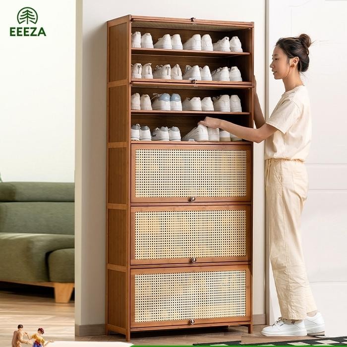 ASLI Lemari Sepatu tertutup / Rak sepatu Kayu / Rak Sepatu Susun / Lemari Sepatu Pakain Serbaguna /